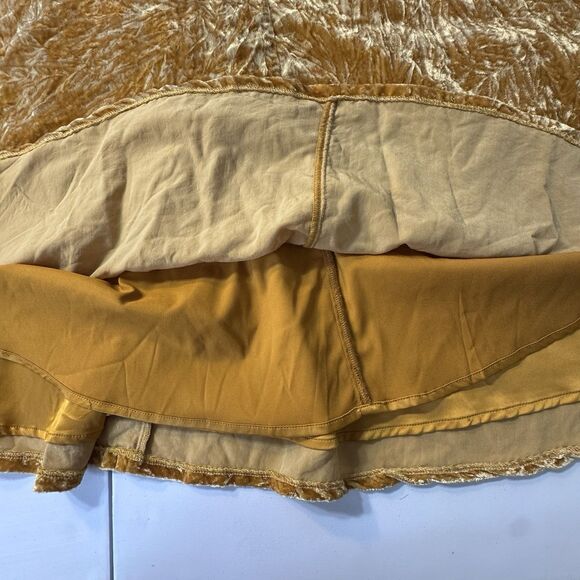 Modcloth Goldenrod Crushed Velvet Circle Skirt Retro Vibes Plus Size 16 Pinup - Picture 2 of 10
